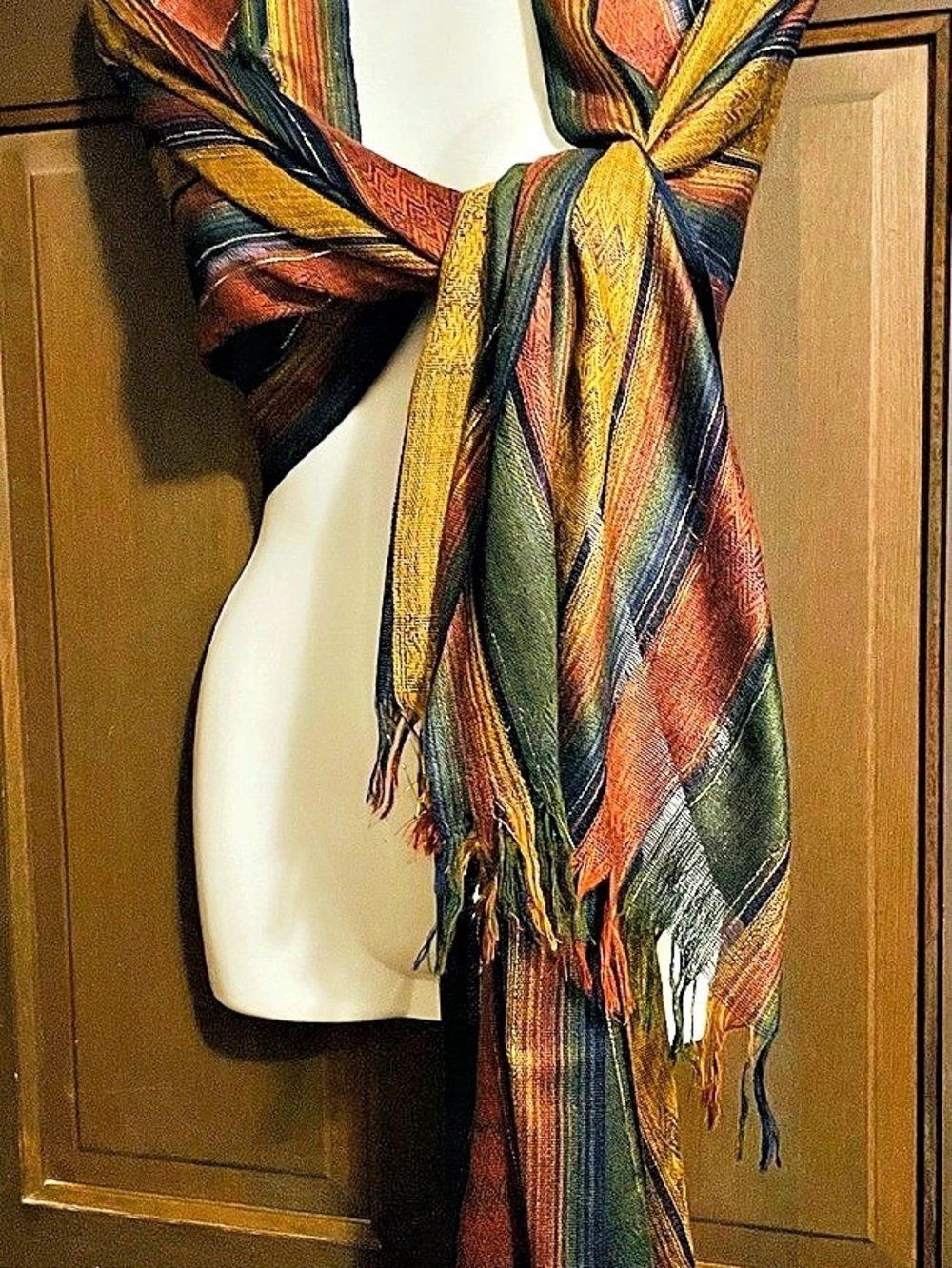 Ecuadorian Clothing Company Multicolor Striped Acrylic Scarf Wrap Like New